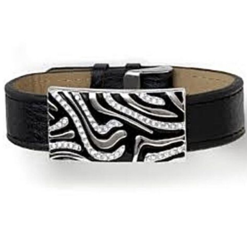 NWOT Lia Sophia "Fierce" Cut Crystal Black Buckle Bracelet